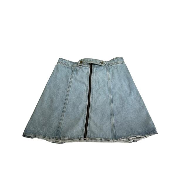 understated leather denim full zip front mini skirt Size M - Picture 1 of 7